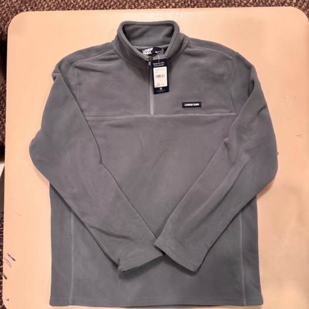 Lands' End Men's Quarter-Zip Fleece Pullover - Size Medium